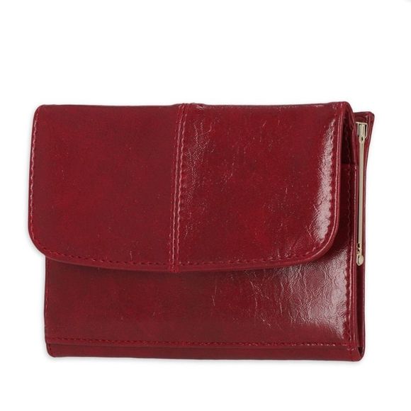 Time and Tru Frame Flap Wallet Burgundy Vinyl ID Window Card Slots - Picture 1 of 4
